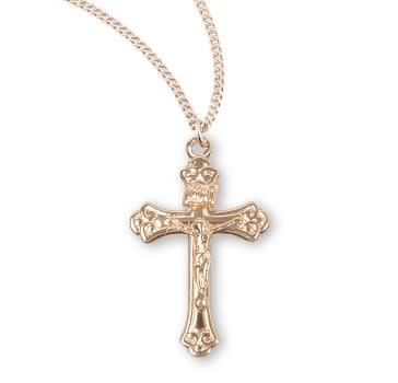 Crucifix Medal, Tapered - Gold over Sterling Silver on 18