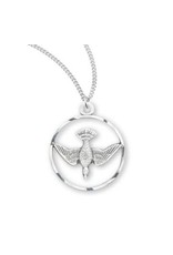 HMH Holy Spirit Dove Medal - Open Design, Sterling Silver, 18" Chain