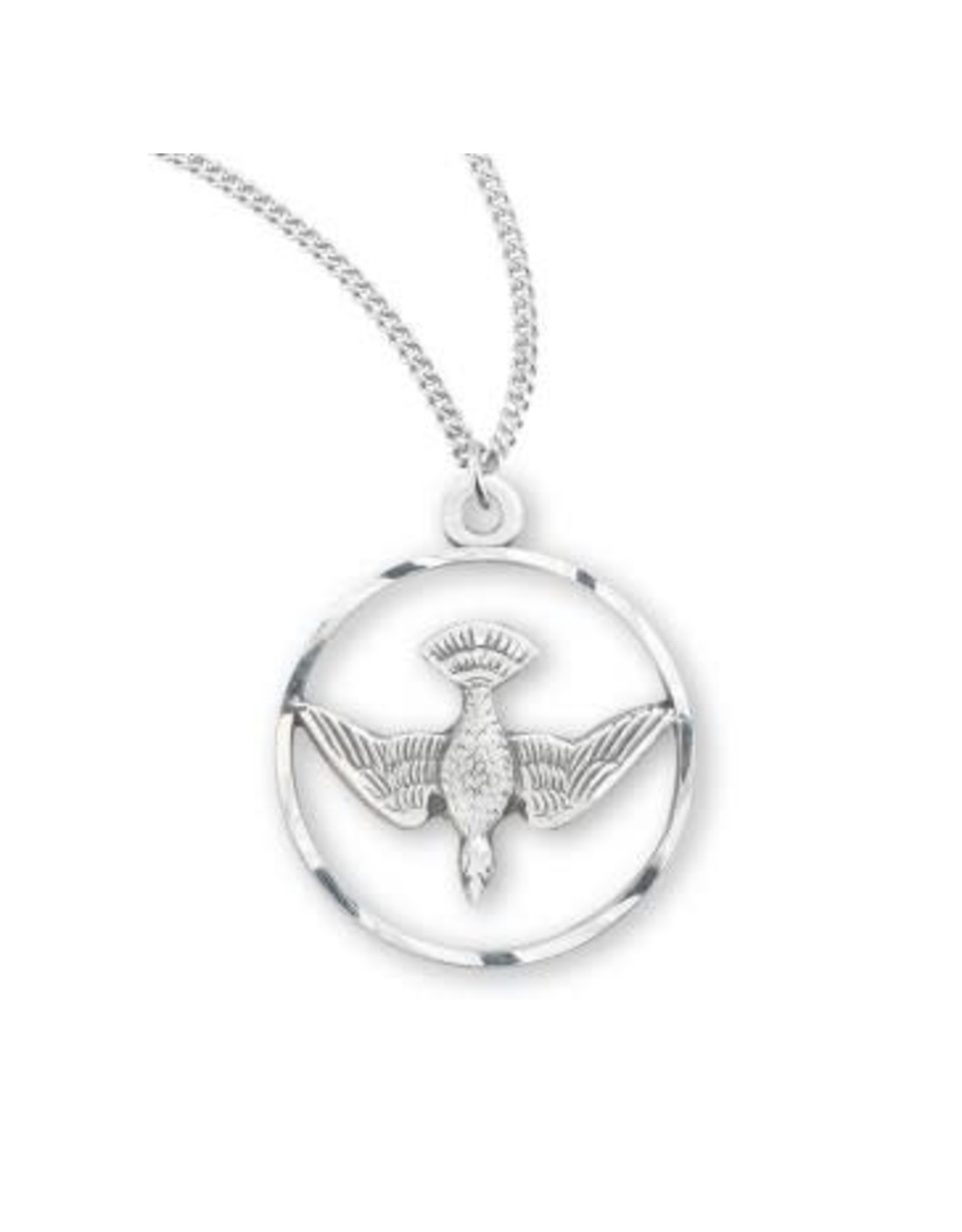 HMH Holy Spirit Dove Medal - Open Design, Sterling Silver, 18" Chain