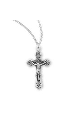 HMH Crucifix Medal, Fancy Filigree - Sterling Silver on 18" Chain