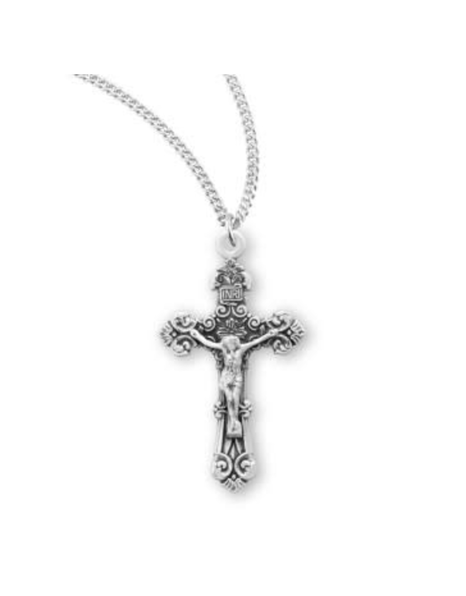 HMH Crucifix Medal, Fancy Filigree - Sterling Silver on 18" Chain