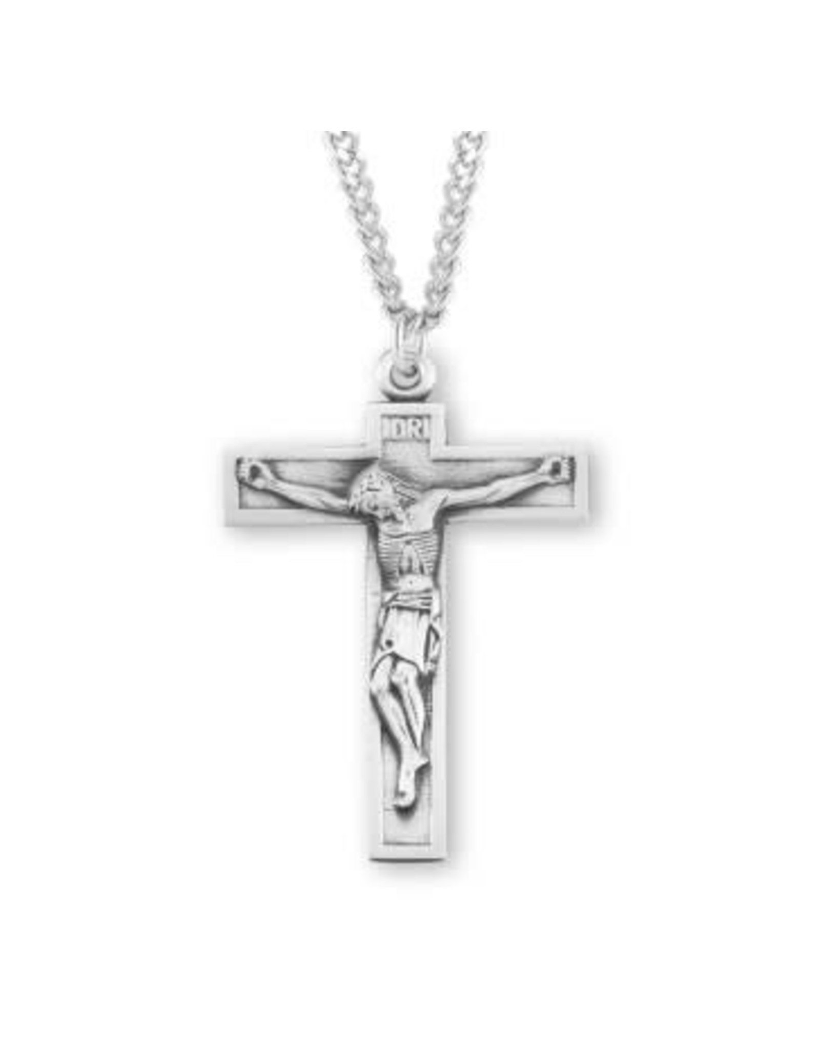 Crucifix Medal, Sort Top Sterling Silver on 24" Chain Reilly's