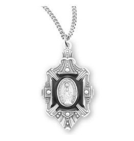 HMH Miraculous Medal - Fancy Enameled, Sterling Silver, 18" Chain
