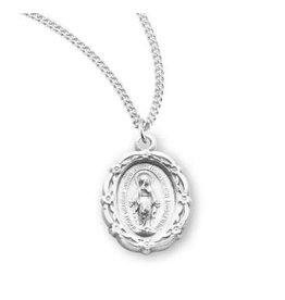 HMH Miraculous Medal - Oval, Sterling Silver, 18" Chain