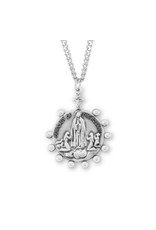 HMH Our Lady of the Rosary Medal - Round, Sterling Silver, 24" Chain