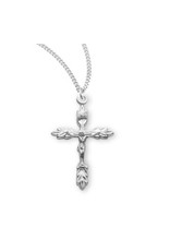 HMH Crucifix Medal, Wheat, Sterling Silver, 18" Chain