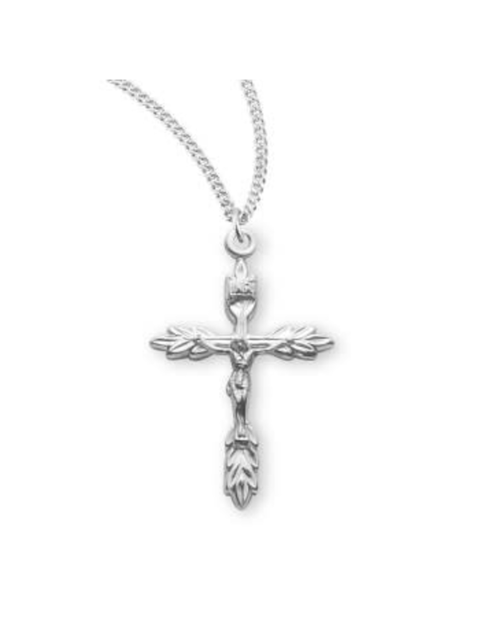 HMH Crucifix Medal, Wheat, Sterling Silver, 18" Chain