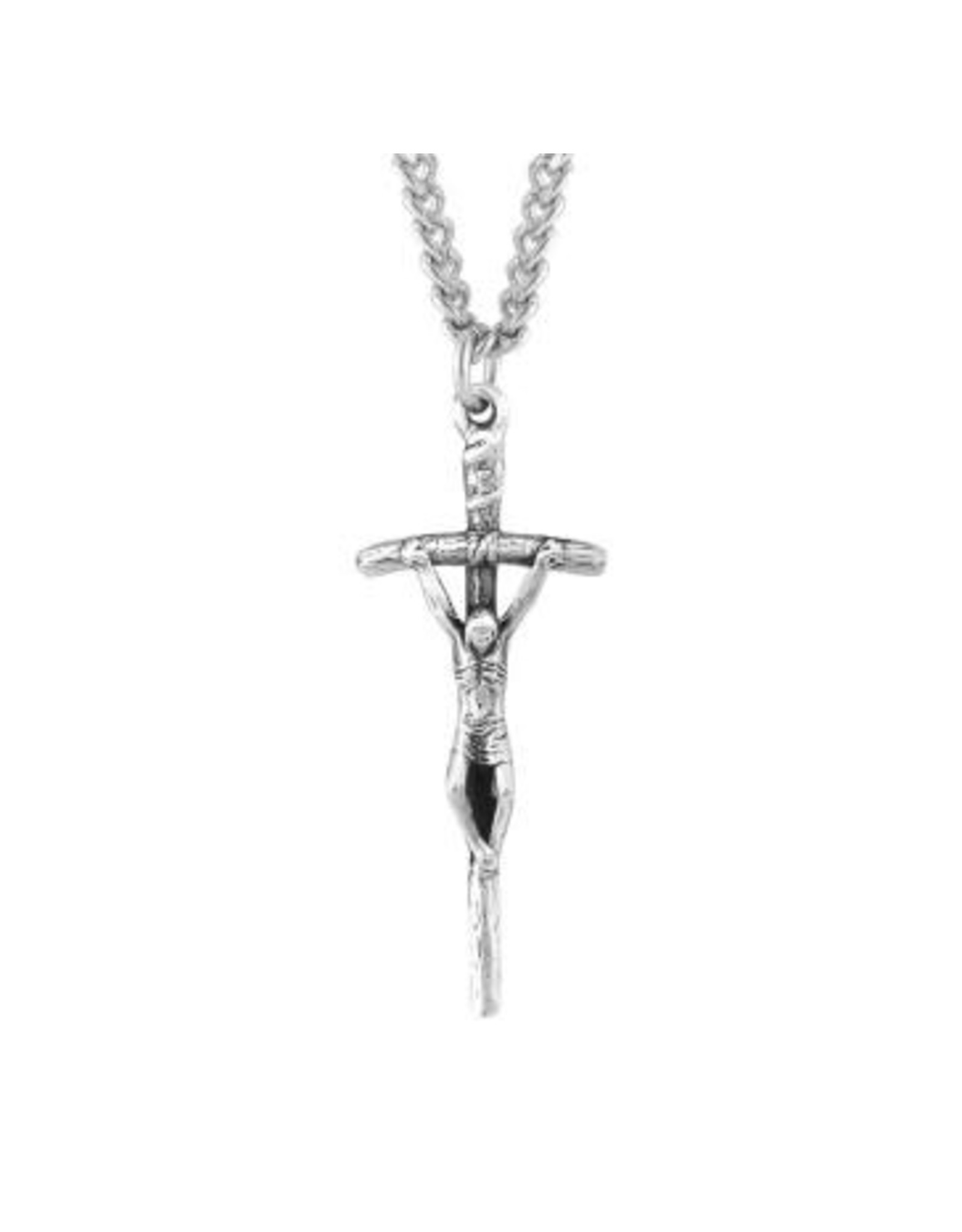 Sterling Silver Papal Crucifix with 24 inch chain