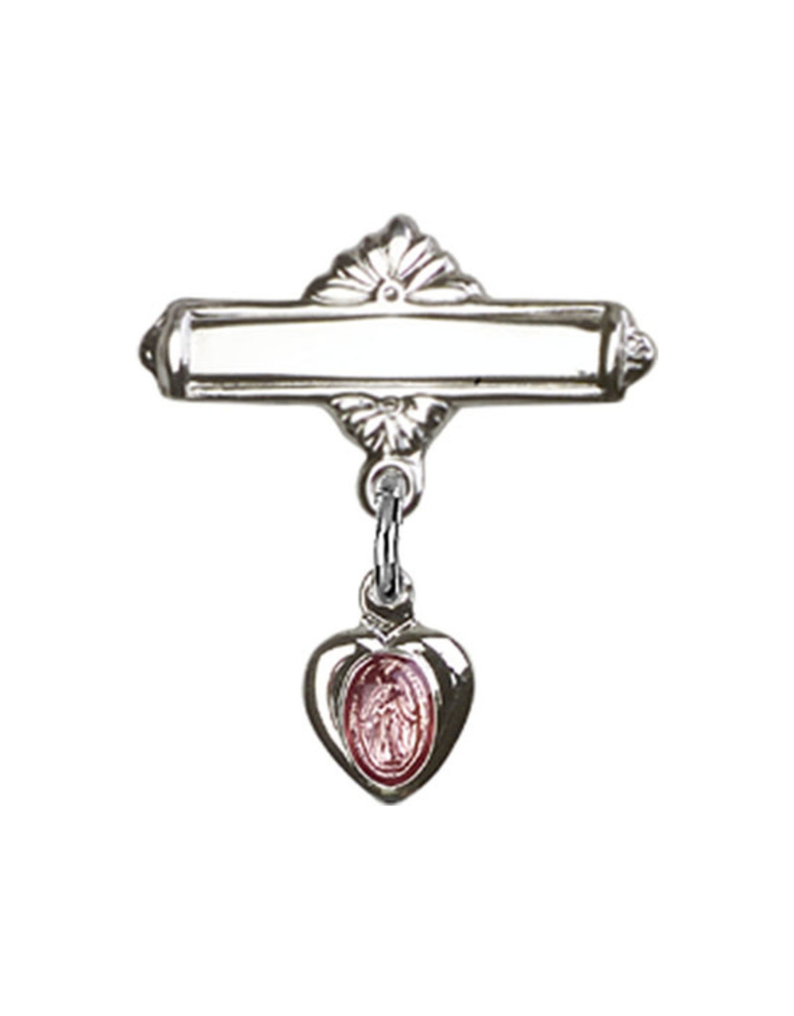 Bliss Baby Badge - Pink Epoxy, Sterling Silver with Miraculous Medal