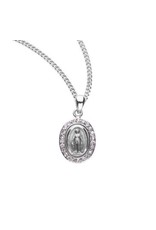 HMH Miraculous Medal, Pink Cubic Zirconia - Sterling Silver  on 18" Chain