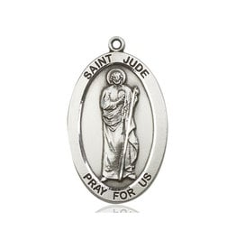 Bliss St. Jude Medal - Oval, Sterling Silver (Large)