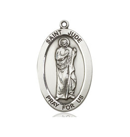 Bliss St. Jude Medal - Sterling Silver, Oval, Large