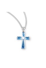 HMH Cross Necklace, Light Sapphire Zircon - Sterling Silver on 18" Chain