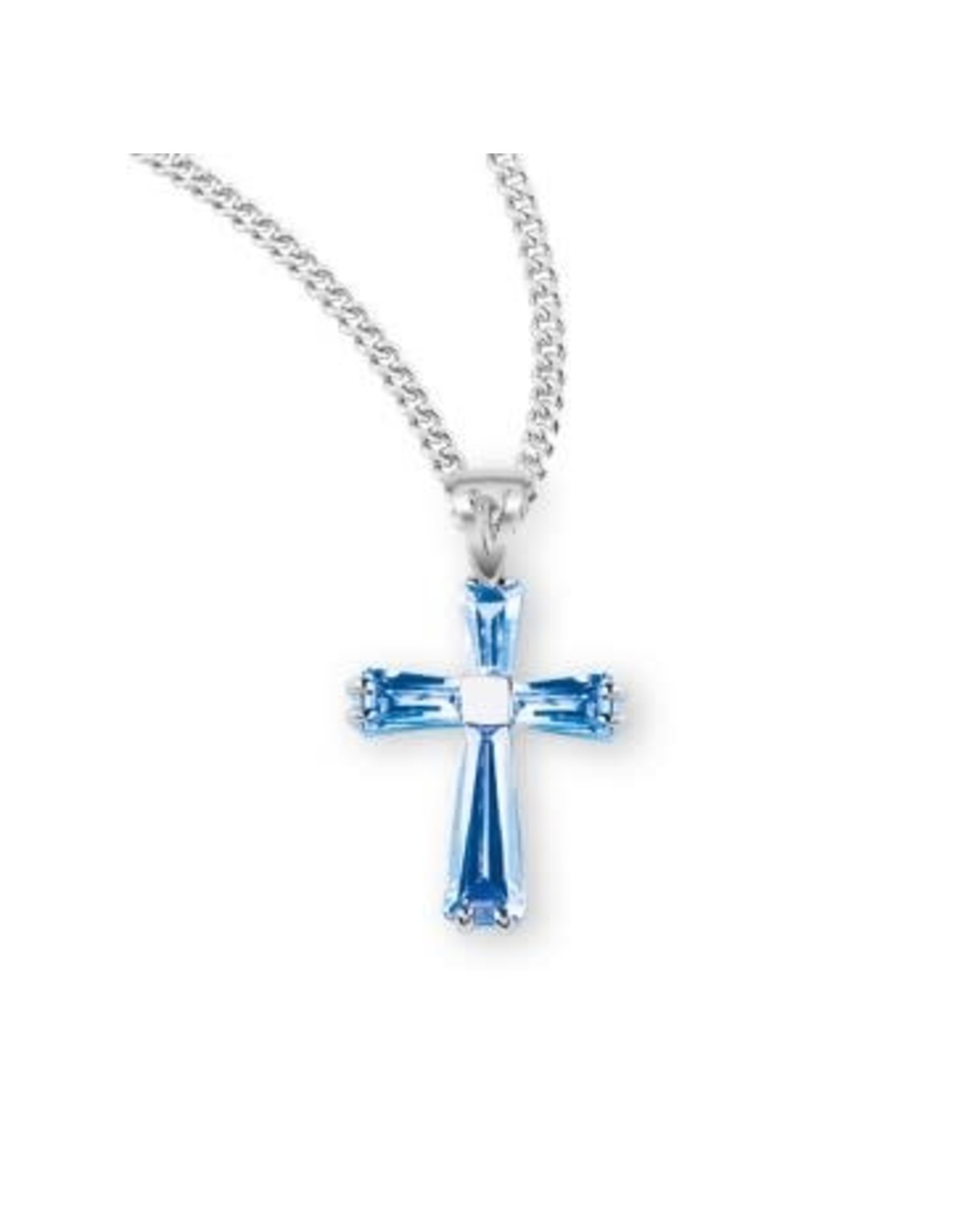 HMH Cross Necklace, Light Sapphire Zircon - Sterling Silver on 18" Chain