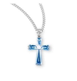 HMH Cross Necklace, Light Sapphire Zircon - Sterling Silver on 18" Chain