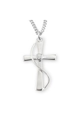 HMH Cross Medal - Crystal Zircon, Sterling Silver, 18" Chain