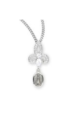 HMH Miraculous Medal with Cubic Set Zirconias - Sterling Silver on 18" Chain