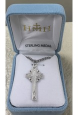 HMH Cross Medal, Marcasite - Sterling Silver on 18" Chain