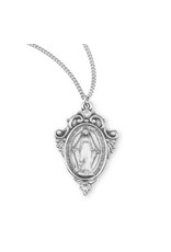 HMH Miraculous Medal - Ornate Framing, Sterling Silver on 18" Chain