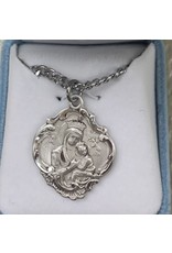 HMH Our Lady of Perpetual Help Baroque Medal, Sterling Silver, 24" Chain