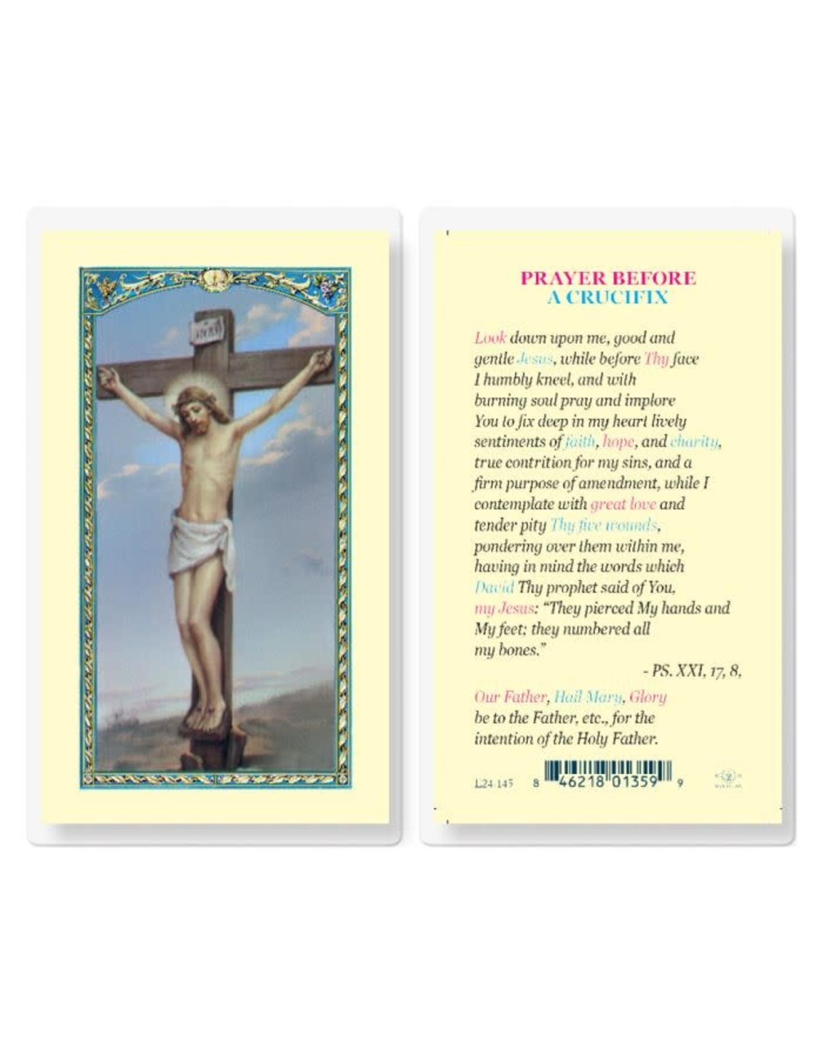 Hirten Holy Card, Laminated -Prayer Before a Crucifix