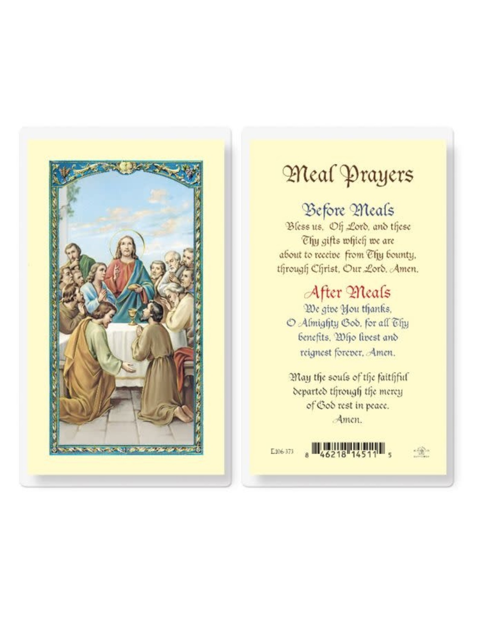 Hirten Holy Card, Laminated - Meal Prayers The Last Supper