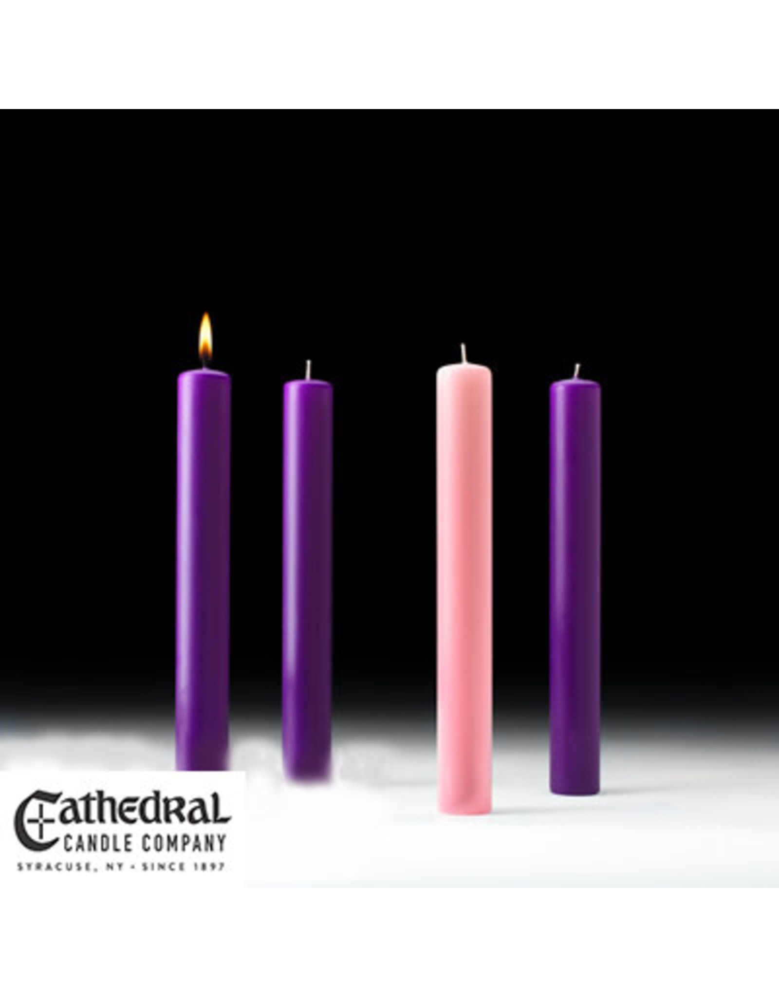 Cathedral Candle 51% Beeswax  Advent Candles 1.5x12 (3 Purple, 1 Rose)