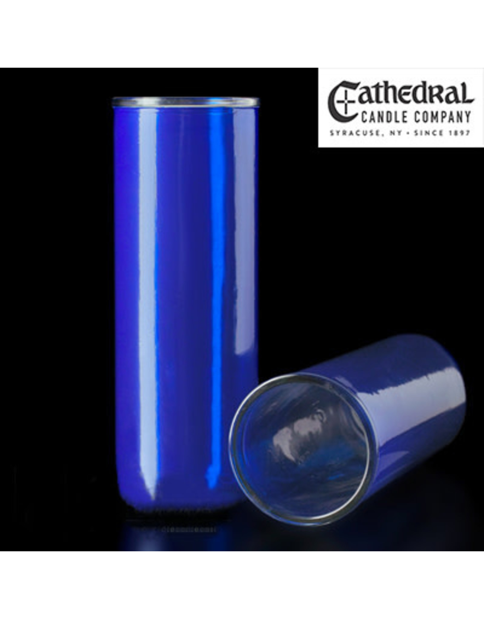 Cathedral Candle 5, 6, 7-Day Glass Globes - Blue (Each)