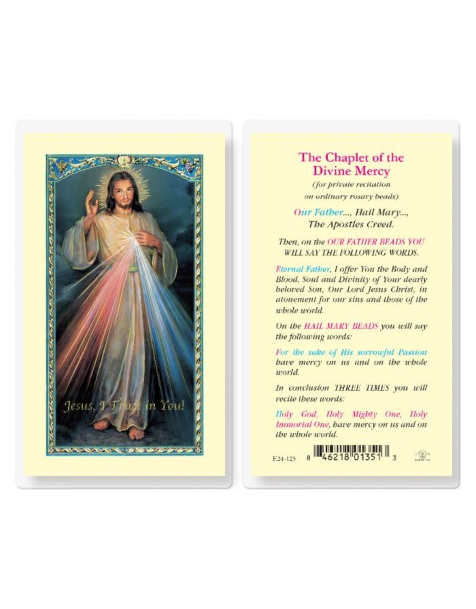 Hirten Holy Card, Laminated -Chaplet of the Divine Mercy