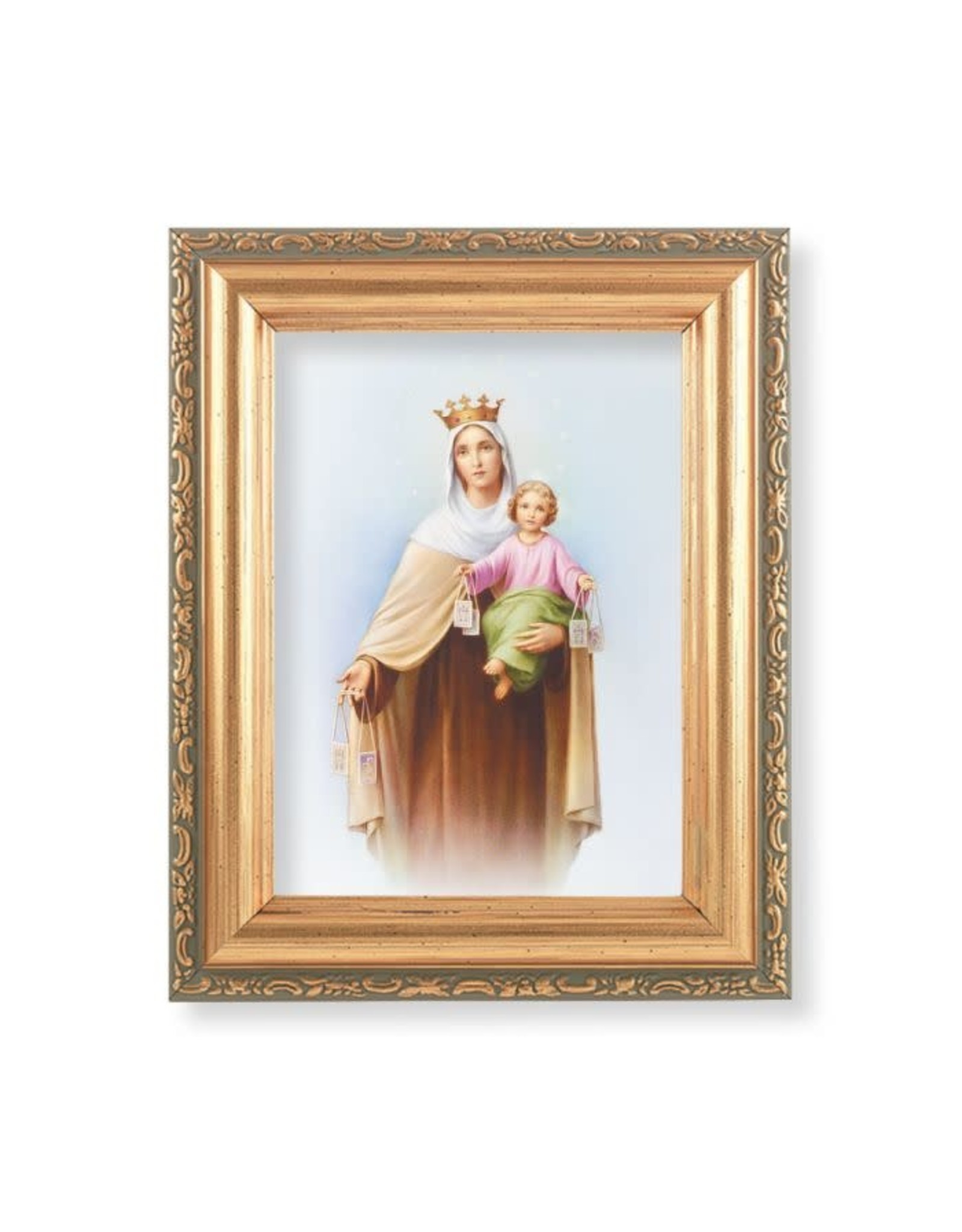Hirten Picture - Our Lady of Mount Carmel, Gold Antique Frame, 5-1/2x7
