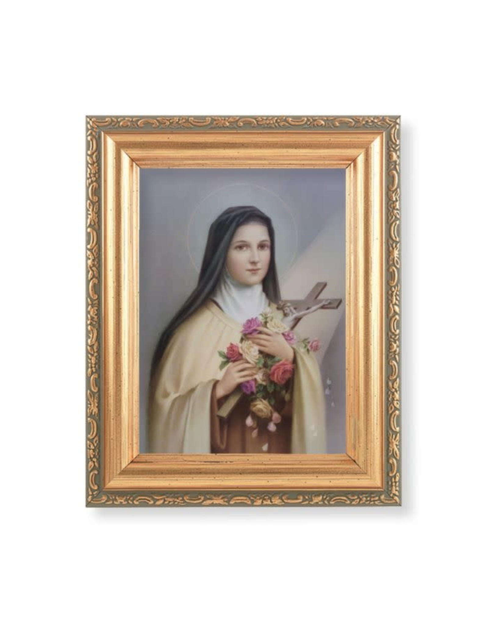 Hirten Picture - St. Therese, Gold Antique Frame, 5-1/2x7
