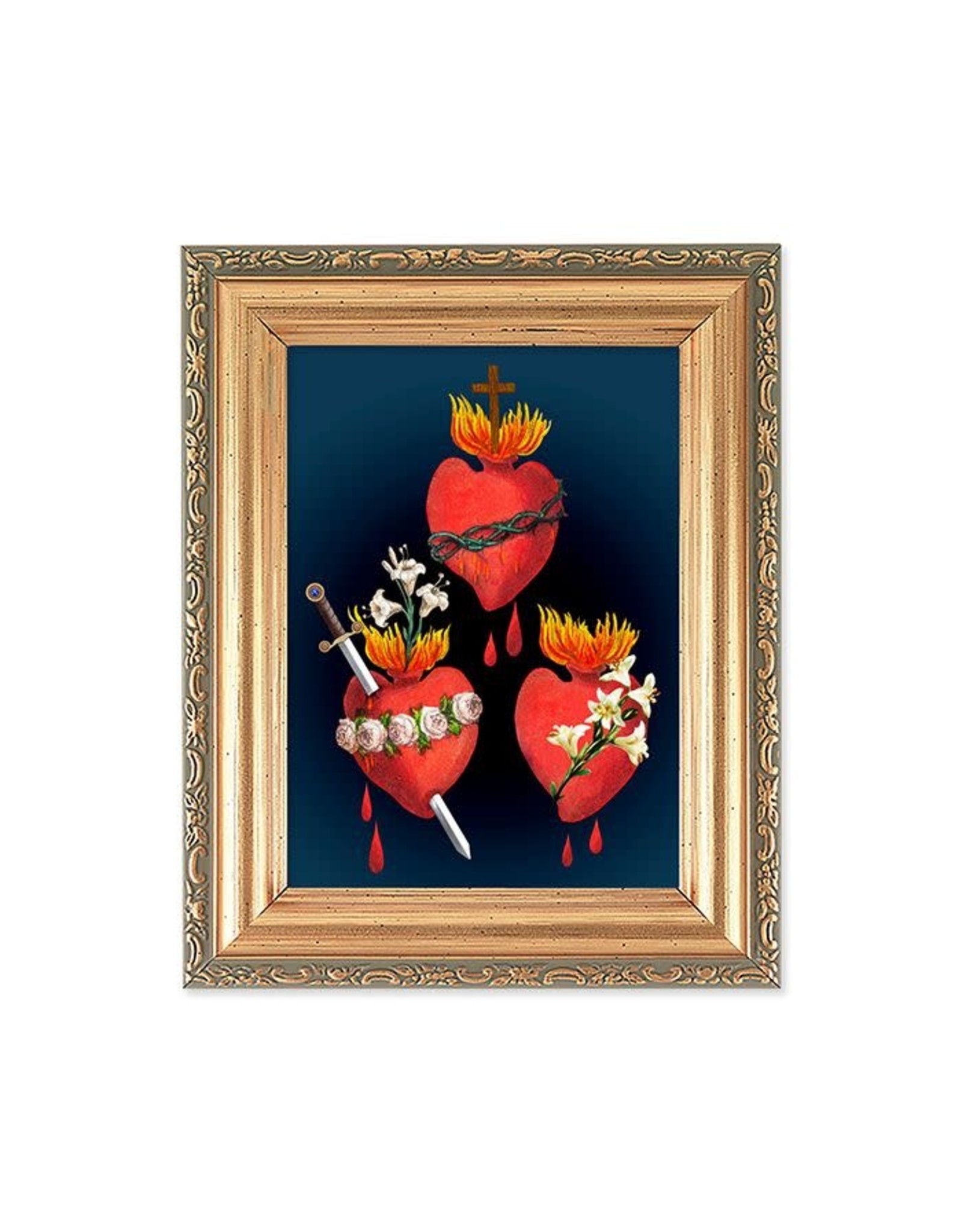 Hirten Picture - JMJ, Gold Antique Frame, 5-1/2x7