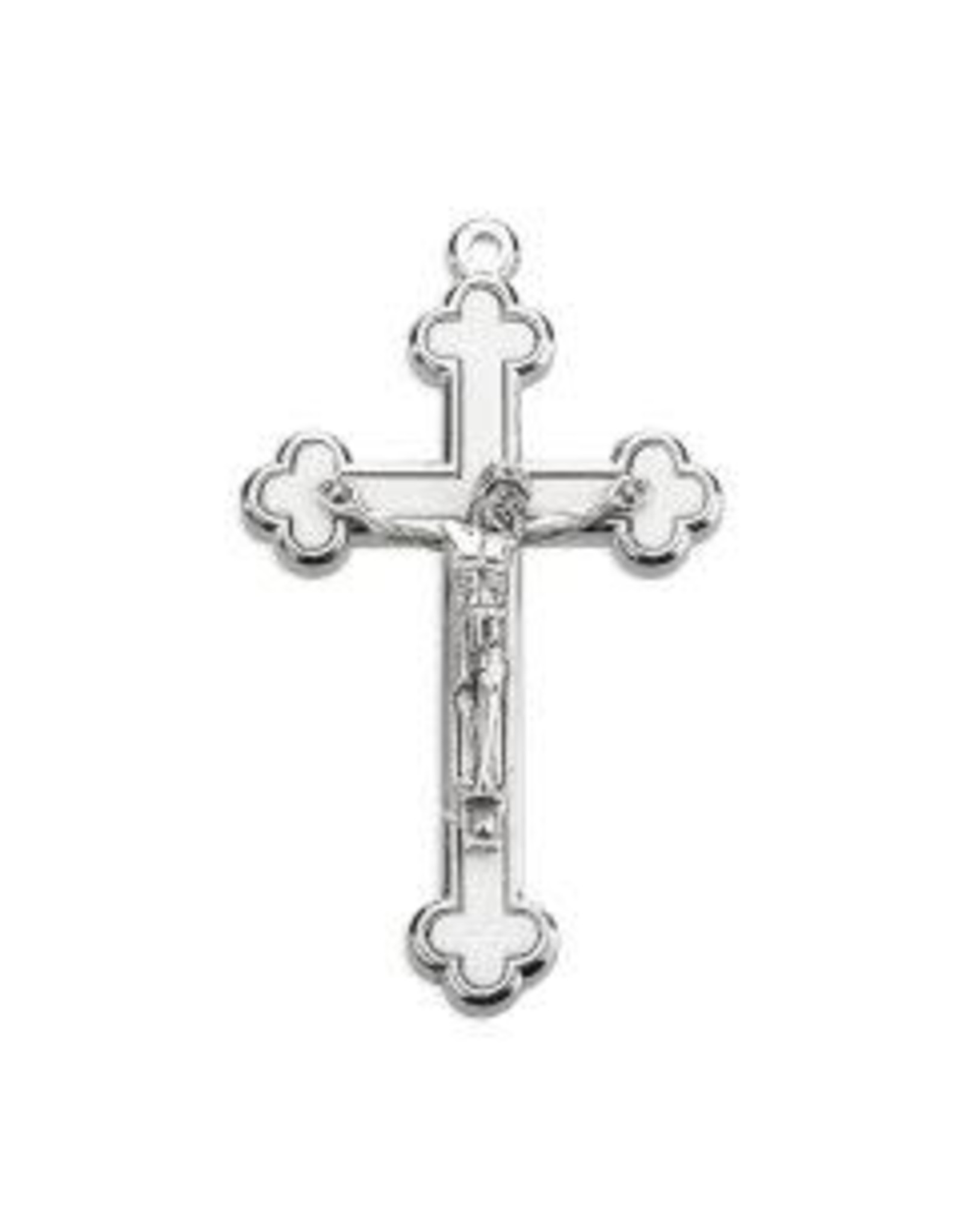 Hirten White Cloverleaf Crucifix 2.25"