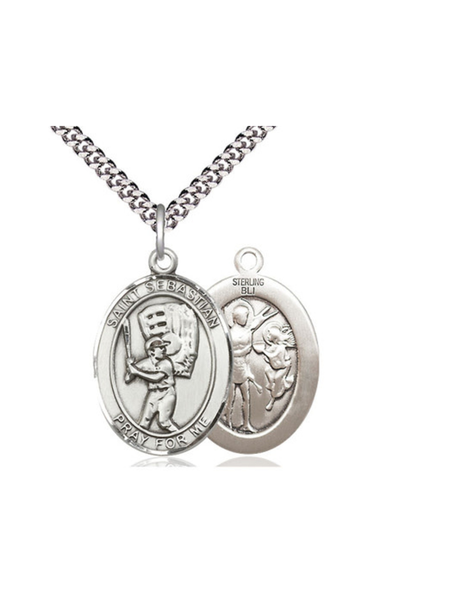 Bliss St. Sebastian/Baseball Medal, Sterling Silver on 20" Chain