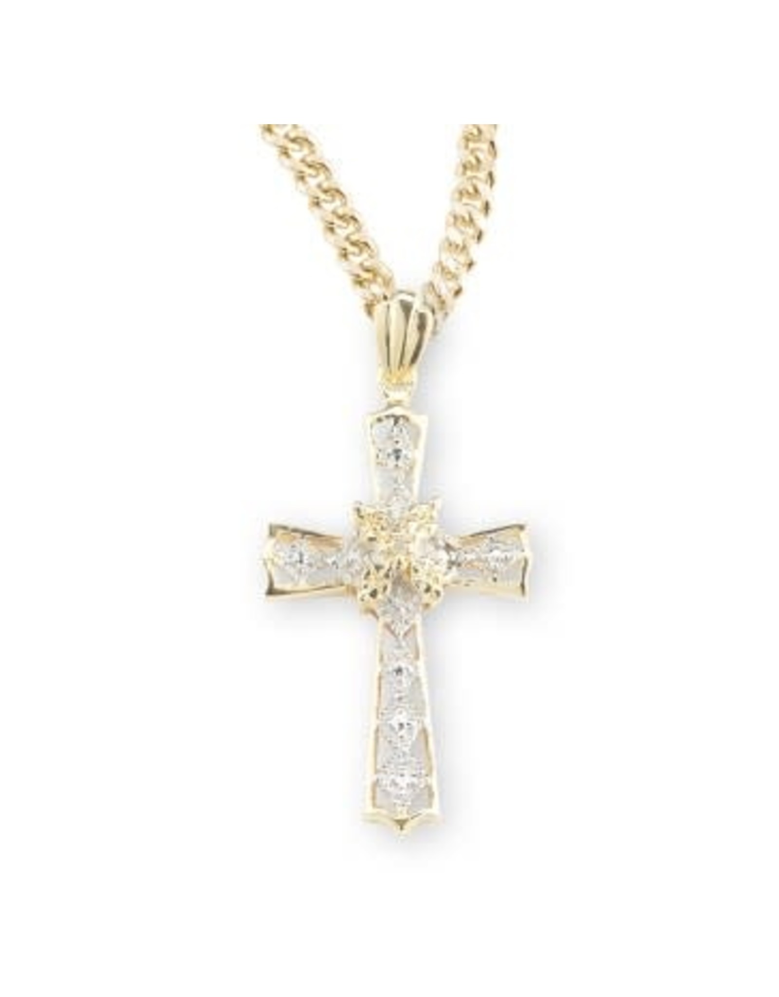 HMH Medal - Cross, Cubic Zirconia, Gold on 18" Chain