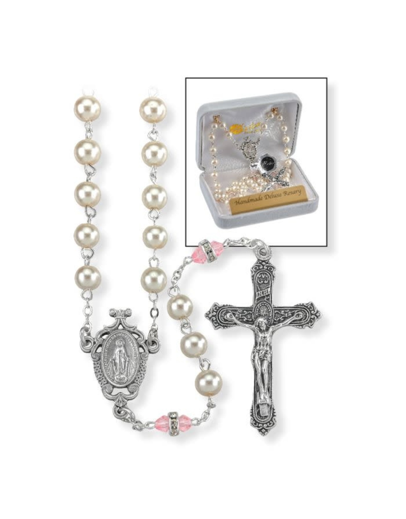 Hirten Rosary - October Birthstone, Imitation Pearl