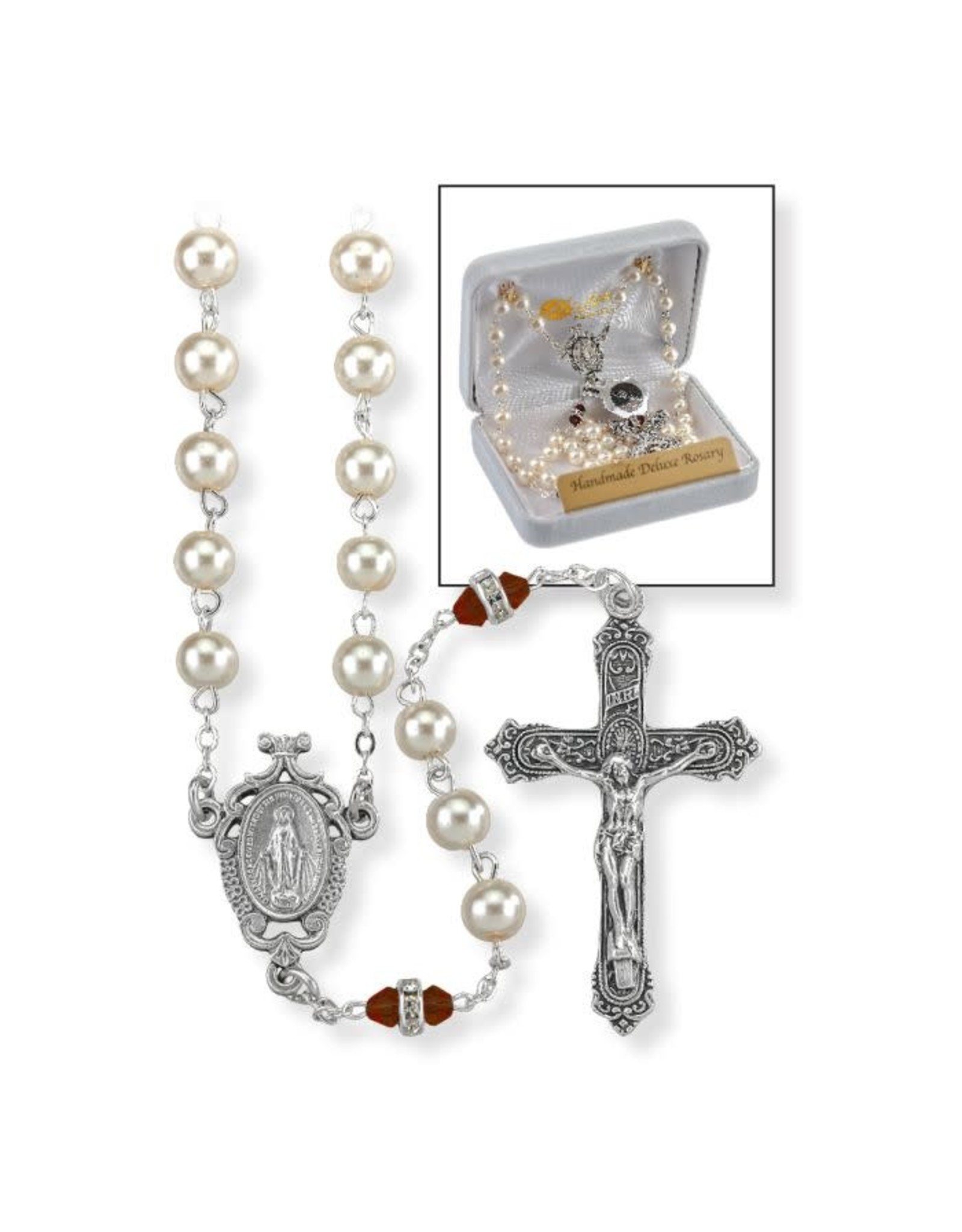 Hirten Rosary - January Birthstone, Imitation Pearl
