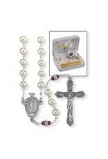 Hirten Rosary - February Birthstone, Imitation Pearl