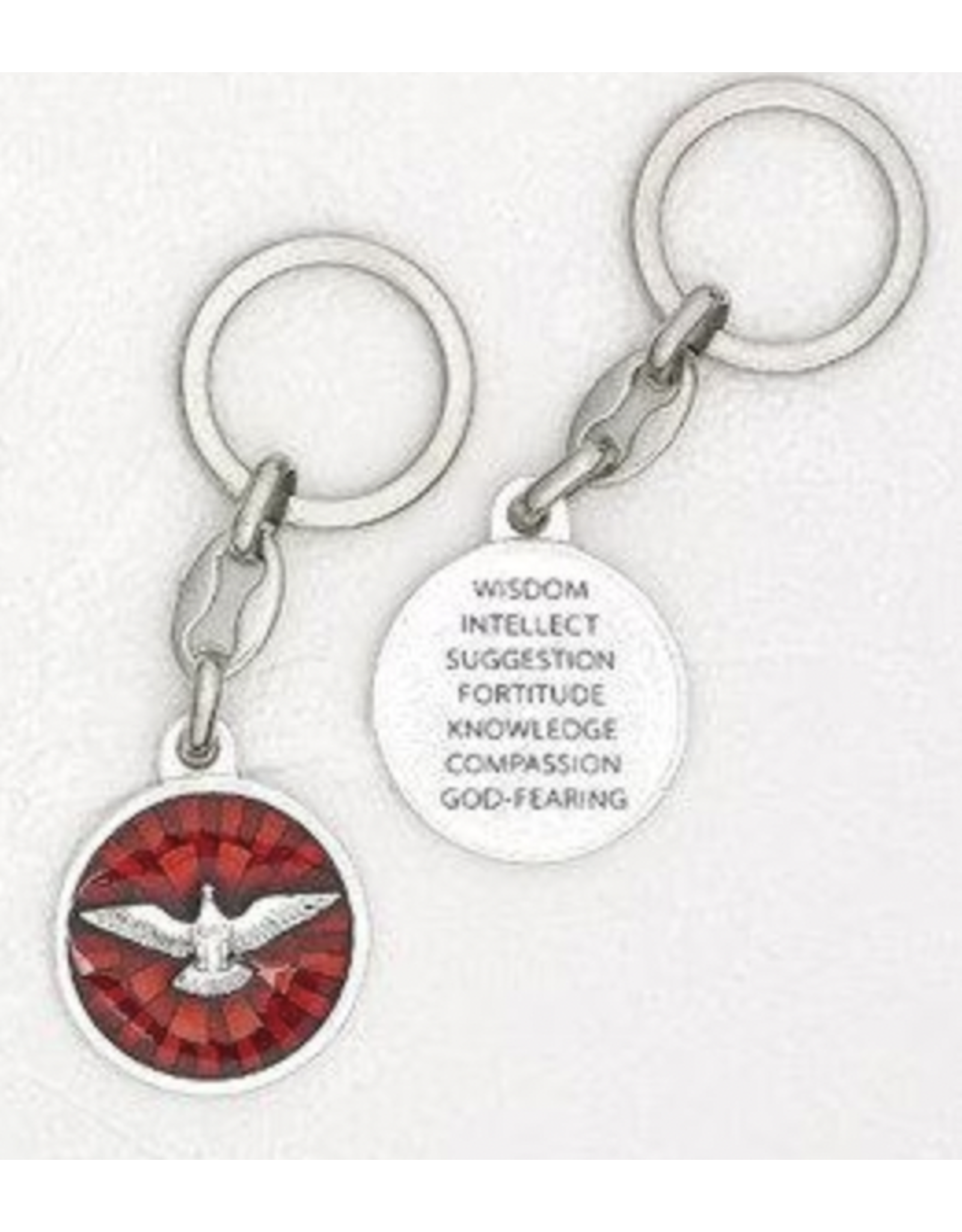 Lumen Mundi Keychain - 7 Gifts of the Holy Spirit, Red Enamel (Confirmation)