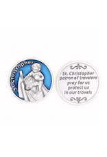 Lumen Mundi Coin - Blue Enameled St. Christopher Token