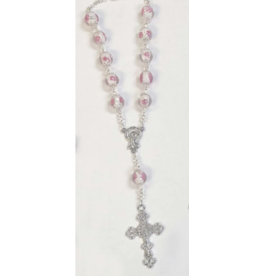 Lumen Mundi Auto Rosary - White & Pink Floral