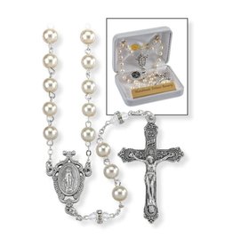 Hirten Rosary - April Birthstone, Imitation Pearl