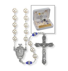 Hirten Rosary - September Birthstone, Imitation Pearl
