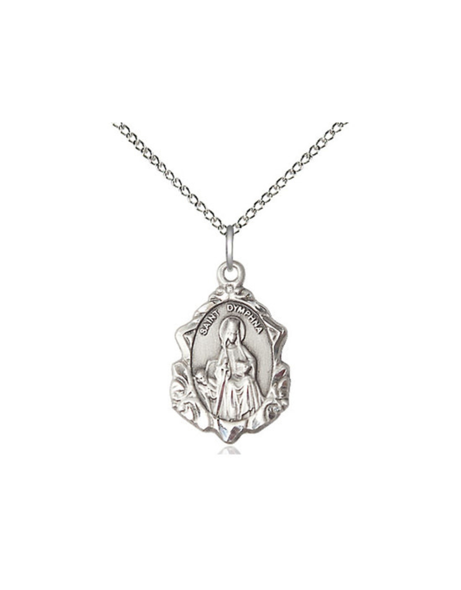 Bliss St. Dymphna Medal - 18" Light Curb Chain, Sterling Silver