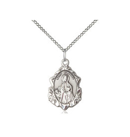 Bliss St. Dymphna Medal - 18" Light Curb Chain, Sterling Silver