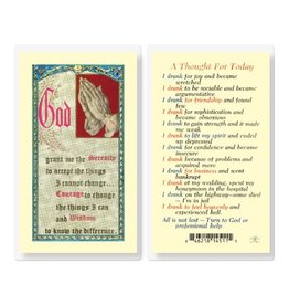 Hirten Holy Card, Laminated - Thought for Today Alcoholics