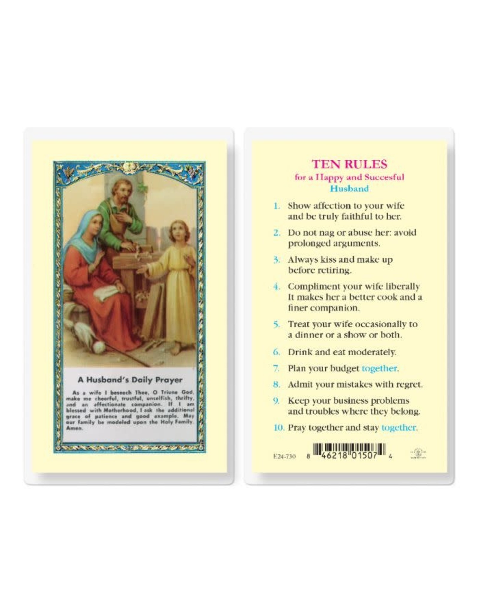 Hirten Holy Card, Laminated - A Husband's Daily Prayer