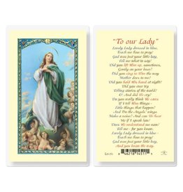Hirten Holy Card, Laminated - Lovely Lady Dressed in Blue