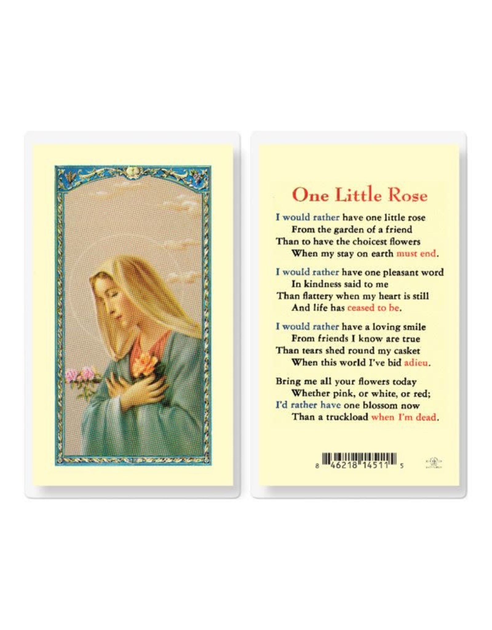 Hirten Holy Card, Laminated - One Little Rose