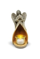 OakiWay Statue/LED Tealight Candle Holder - Angel with Dove, In Memory of Loved One